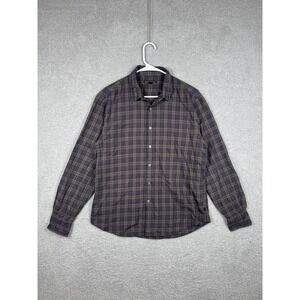 John‎ Varvatos USA Mens L Wire Collar Plaid Shirt Long Sleeve Multicolor
